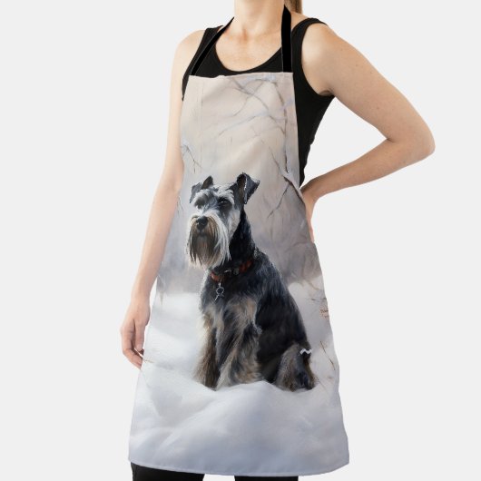 Miniatuur Schnauzer Laat Het Sneeuw Kerstmis Schort (Insitu)