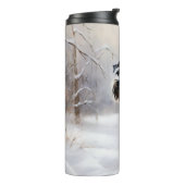 Miniatuur Schnauzer Laat Het Sneeuw Kerstmis Thermosbeker (Gedraaid links)