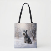 Miniatuur Schnauzer Laat Het Sneeuw Kerstmis Tote Bag (Voorkant)