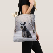 Miniatuur Schnauzer Laat Het Sneeuw Kerstmis Tote Bag (Dichtbij)