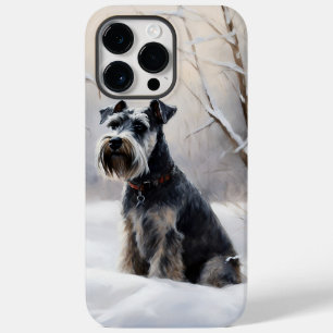 Miniatuur Schnauzer Laat het Sneeuwen Kerstmis Case-Mate iPhone 14 Pro Max Hoesje