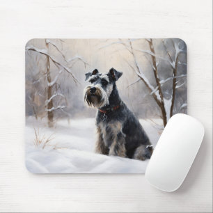 Miniatuur Schnauzer Laat het Sneeuwen Kerstmis Muismat