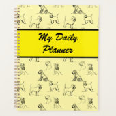 Miniatuur Schnauzer Line Art Patroon 001 Geel Planner (Voorkant)