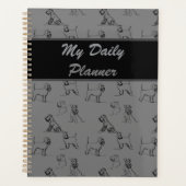 Miniatuur Schnauzer Line Art Patroon 001 Grijs Planner (Voorkant)