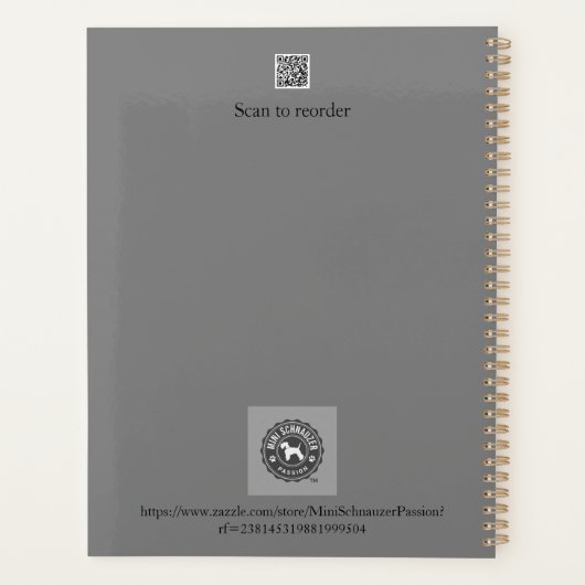 Miniatuur Schnauzer Line Art Patroon 001 Grijs Planner (Achterkant)
