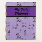 Miniatuur Schnauzer Line Art Patroon 001 Lavendel Planner (Voorkant)