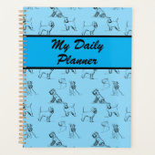Miniatuur Schnauzer Line Art Patroon 001 Lichtblau Planner (Voorkant)