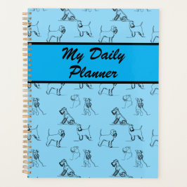 Miniatuur Schnauzer Line Art Patroon 001 Lichtblau Planner