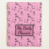 Miniatuur Schnauzer Line Art Patroon 001 Roze Planner (Voorkant)