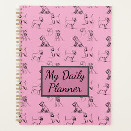 Miniatuur Schnauzer Line Art Patroon 001 Roze Planner