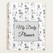 Miniatuur Schnauzer Line Art Patroon 001 Wit Planner (Voorkant)