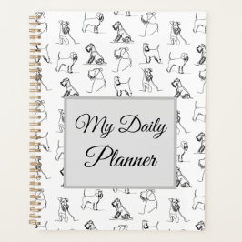 Miniatuur Schnauzer Line Art Patroon 001 Wit Planner
