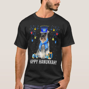 Miniatuur Schnauzer Menorah Pet Kerstmis Chanoeka T-shirt