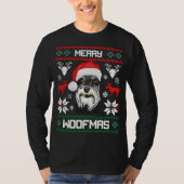 Miniatuur Schnauzer Merry Woofmas kerst T-shirt (Voorkant)