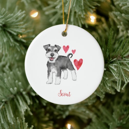 Miniatuur Schnauzer Mini Schnauzer Aangepaste teks Keramisch Ornament (Boom)
