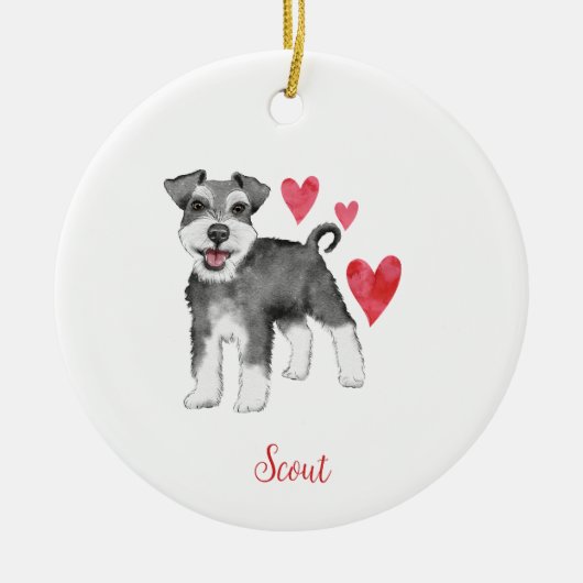 Miniatuur Schnauzer Mini Schnauzer Aangepaste teks Keramisch Ornament (Voorkant)