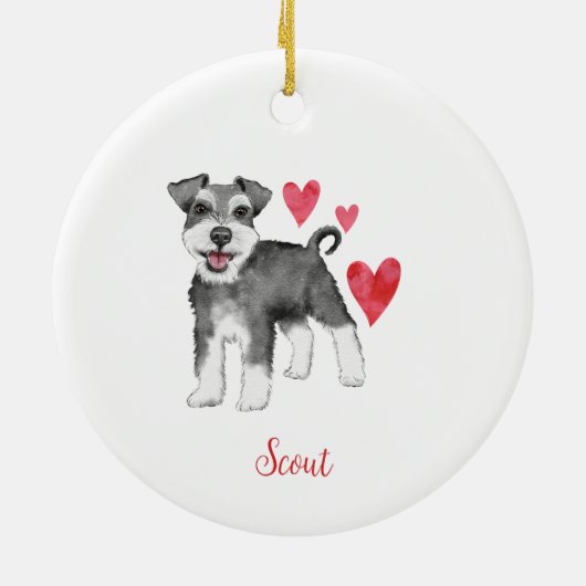 Miniatuur Schnauzer Mini Schnauzer Aangepaste teks Keramisch Ornament (Achterkant)
