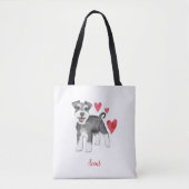 Miniatuur Schnauzer Mini Schnauzer Aangepaste teks Tote Bag (Voorkant)