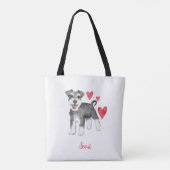 Miniatuur Schnauzer Mini Schnauzer Aangepaste teks Tote Bag (Achterkant)