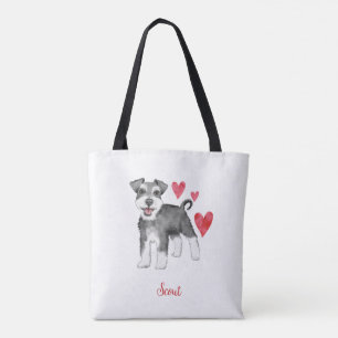 Miniatuur Schnauzer Mini Schnauzer Aangepaste teks Tote Bag