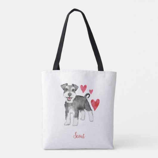 Miniatuur Schnauzer Mini Schnauzer Aangepaste teks Tote Bag (Achterkant)
