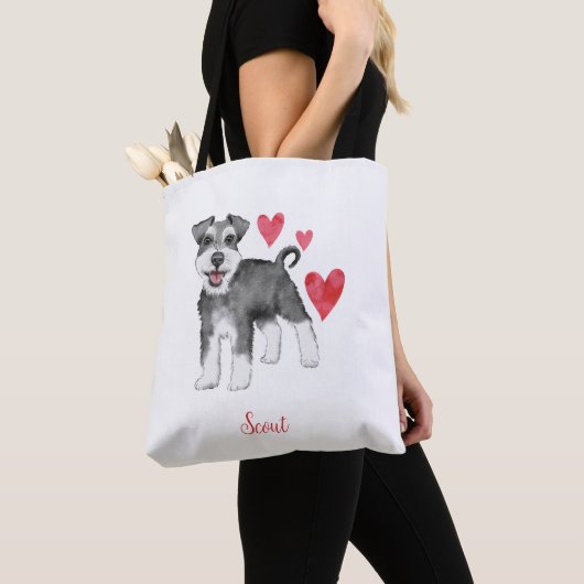 Miniatuur Schnauzer Mini Schnauzer Aangepaste teks Tote Bag (Dichtbij)