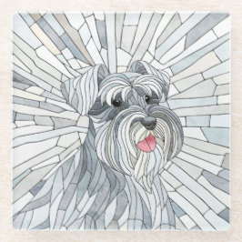 Miniatuur Schnauzer Mozaïek kunst Glazen Onderzetter