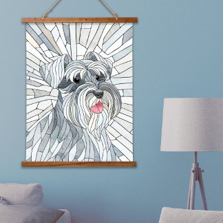 Miniatuur Schnauzer Mozaïek kunst Hangend Wandkleed