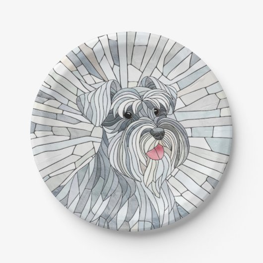 Miniatuur Schnauzer Mozaïek kunst Papieren Bordje (Voorkant)