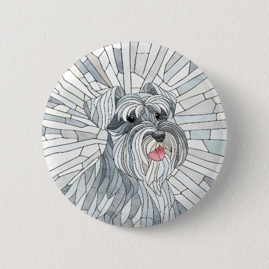 Miniatuur Schnauzer Mozaïek kunst Ronde Button 5,7 Cm (Voorkant)