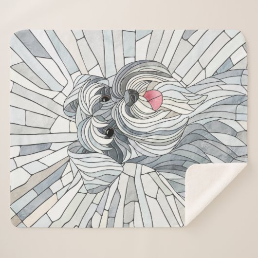 Miniatuur Schnauzer Mozaïek kunst Sherpa Deken (Voorkant (horizontaal))