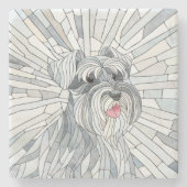 Miniatuur Schnauzer Mozaïek kunst Stenen Onderzetter (Voorkant)