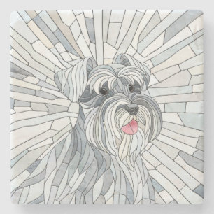 Miniatuur Schnauzer Mozaïek kunst Stenen Onderzetter