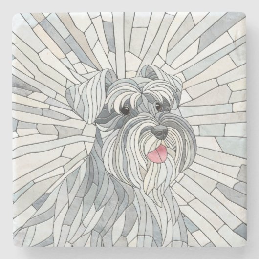Miniatuur Schnauzer Mozaïek kunst Stenen Onderzetter (Voorkant)