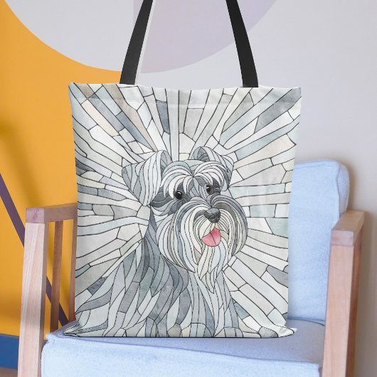 Miniatuur Schnauzer Mozaïek kunst Tote Bag