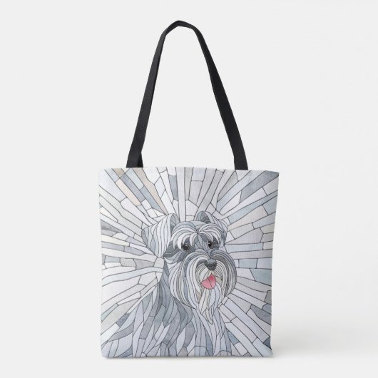 Miniatuur Schnauzer Mozaïek kunst Tote Bag (Achterkant)