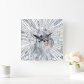 Miniatuur Schnauzer Mozaïek kunst Vierkante Klok (Huis)