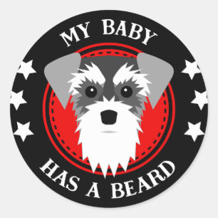 Miniatuur Schnauzer My Baby heeft een baard Ronde Sticker