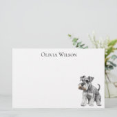 Miniatuur Schnauzer op aangepast briefpapier | (Staand voorkant)