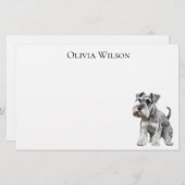 Miniatuur Schnauzer op aangepast briefpapier | (Voorkant / Achterkant)