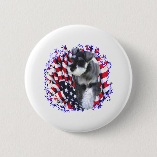 Miniatuur Schnauzer Patriot Ronde Button 5,7 Cm (Voorkant)