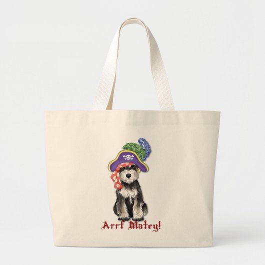 Miniatuur Schnauzer Pirate Grote Tote Bag (Voorkant)