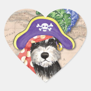 Miniatuur Schnauzer Pirate Hart Sticker