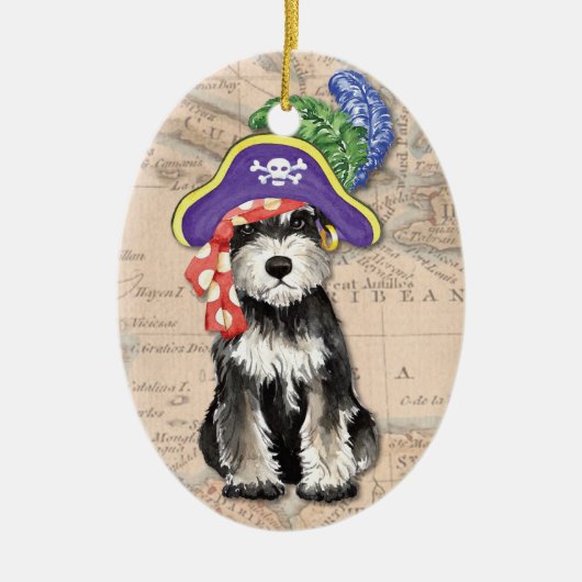 Miniatuur Schnauzer Pirate Keramisch Ornament (Voorkant)