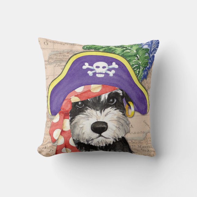 Miniatuur Schnauzer Pirate Kussen (Voorkant)