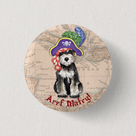 Miniatuur Schnauzer Pirate Ronde Button 3,2 Cm (Voorkant)