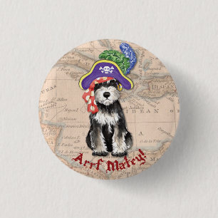 Miniatuur Schnauzer Pirate Ronde Button 3,2 Cm