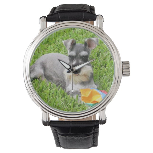 Miniatuur Schnauzer polshorloge Horloge (Voorkant)