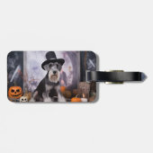 Miniatuur Schnauzer Pompoenen Halloween Griezelen  Bagagelabel (Achterkant horizontaal)