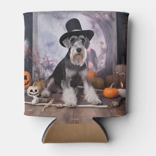 Miniatuur Schnauzer Pompoenen Halloween Scary Blikjeskoeler (Voorkant)